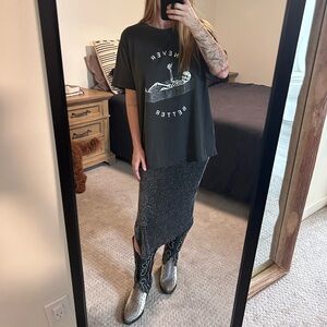 Elegant Black and Silver Women's pencil Skirt